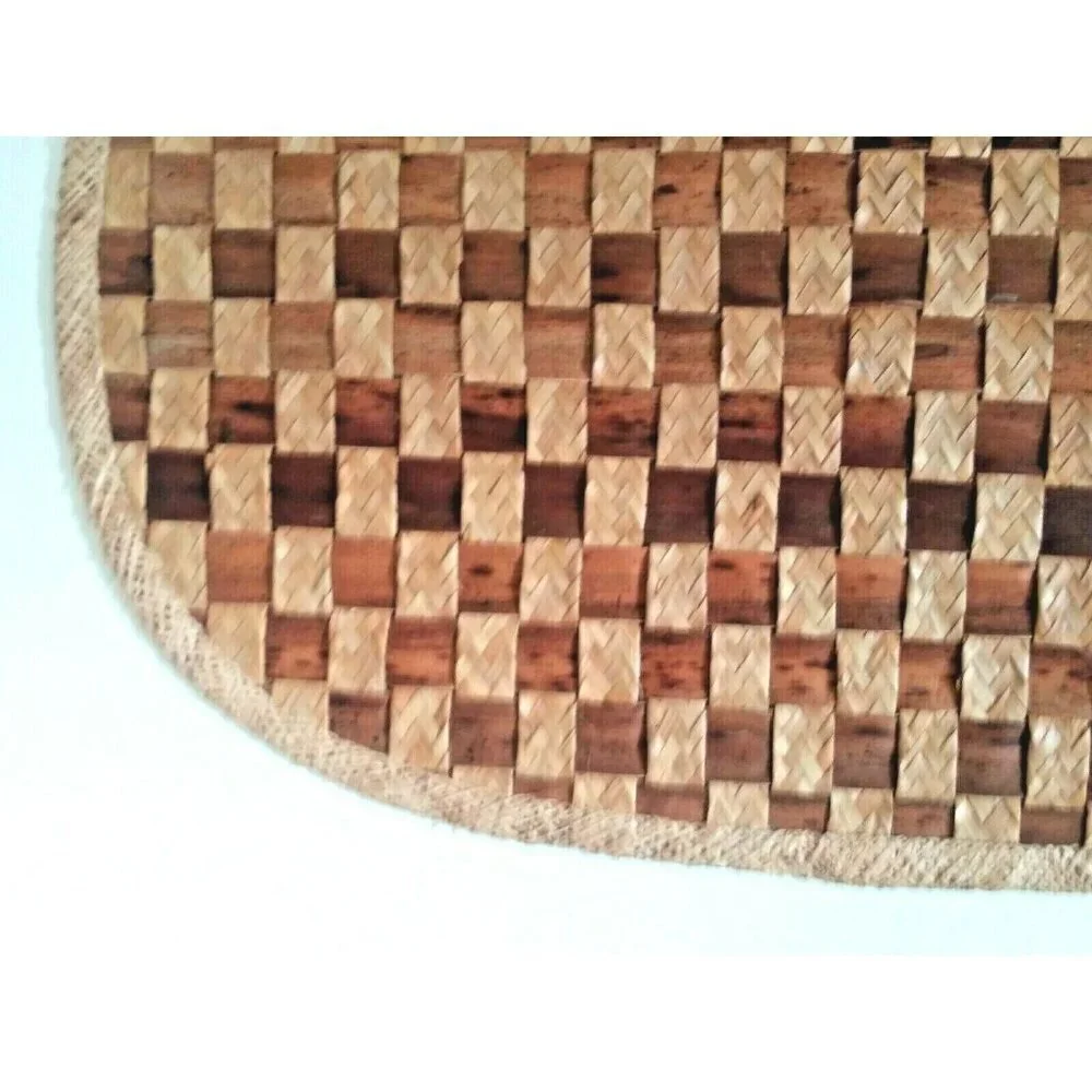 set of 2 PLACEMATS wicker Rattan WOVEN straw NWOT VINTAGE 19”x13” brown tan